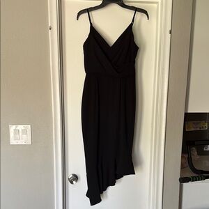 Black Asymmetrical Spaghetti Strap cocktail dress